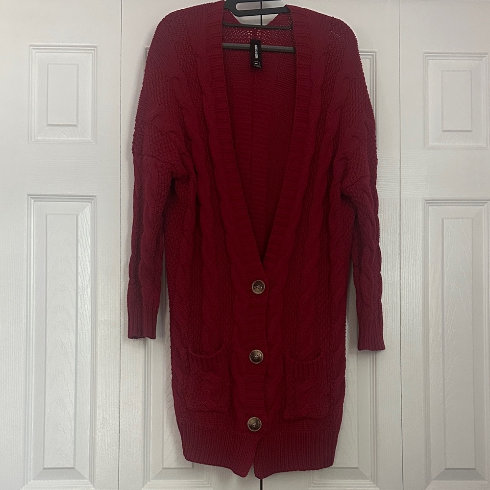 Agnes & Dora Deep Red Cardigan Sweater